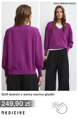 Medicine Golf damski z wełny merino gładki Medicine oferta