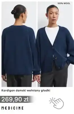 Kardigan damski wełniany gładki Medicine