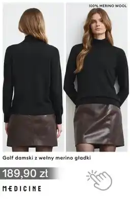 Medicine Golf damski z wełny merino gładki Medicine oferta
