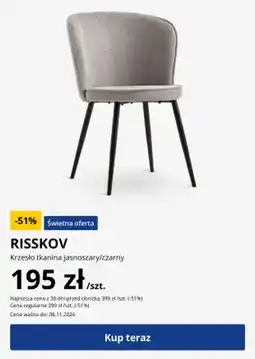 JYSK Krzesło Risskov tkanina jasnoszary/czarny Jysk oferta