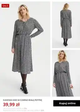 Greenpoint Sukienka midi w czarno-białą pepitkę Greenpoint oferta