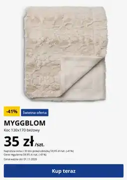 JYSK Koc Myggblom 130x170 cm beżowy oferta