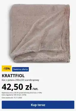JYSK Koc z polaru Krattfiol 200x220 szarobrązowy oferta