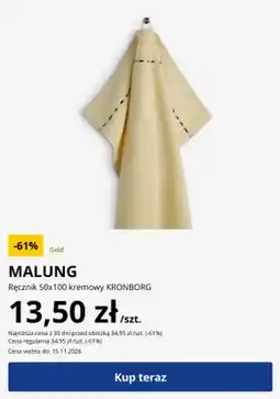 JYSK Ręcznik Malung 50x100 cm kremowy Kronborg oferta