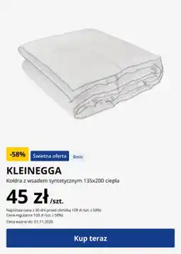 JYSK Kołdra z wsadem syntetycznym 135x200 cm ciepła Kleinegga oferta