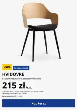 JYSK Krzesło Hvidovre naturalny dąb/czarny tkanina oferta