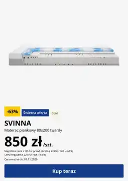 JYSK Materac piankowy Svinna 80x200 twardy oferta
