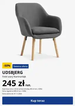 JYSK Fotel Udsbjerg szary tkanina/dąb oferta