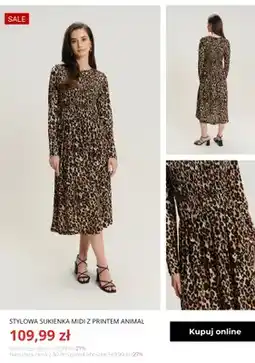Greenpoint Stylowa sukienka midi z printem animal Greenpoint oferta
