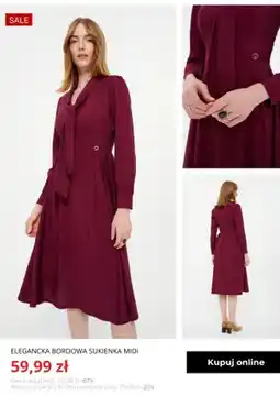 Greenpoint Elegancka bordowa sukienka midi Greenpoint oferta