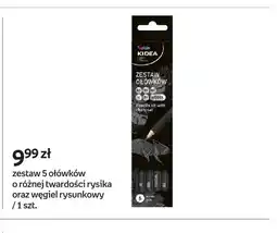 Empik Zestaw 5 ołówków o różnej twardości rysika oraz węgiel rysunkowy Kidea oferta