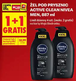 Biedronka Żel pod prysznic Active Clean Nivea Men oferta