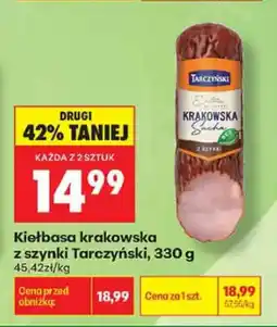 Biedronka Kiełbasa krakowska z szynki Tarczyński oferta