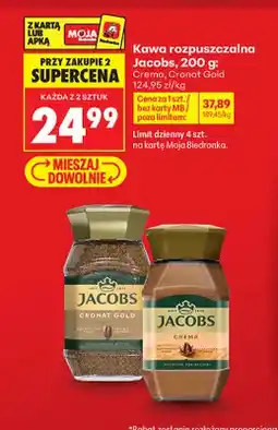 Biedronka Kawa rozpuszczalna Jacobs Crema oferta
