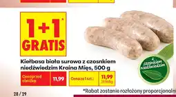 Biedronka Kiełbasa biała surowa z czosnkiem niedźwiedzim Kraina Mięs oferta