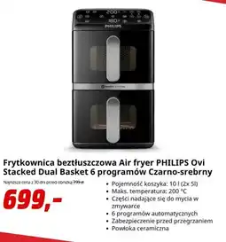 Media Markt Frytkownica beztłuszczowa Philips Ovi Stacked Dual Basket 6 programów czarno-srebrny oferta