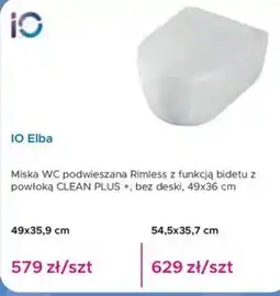 Blu IO Elba Miska WC podwieszana Rimless z funkcją bidetu z powłoką CLEAN PLUS +, bez deski oferta