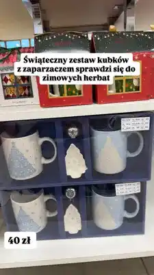 Pepco Świąteczny zestaw kubków z zaparzaczem Pepco oferta