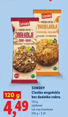 Lidl Ciastka wegańskie jabłkowe bez dodatku cukru Sondey oferta