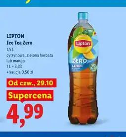 Lidl Herbata mrożona Lipton Ice Tea Zero cytrynowa oferta