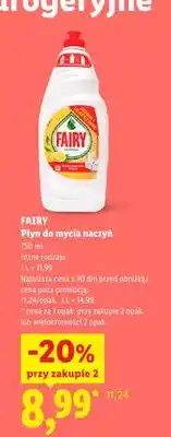 Lidl Płyn do mycia naczyń Fairy oferta