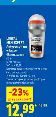 Lidl Antyperspirant w kulce dla mężczyzn L'Oréal Men Expert oferta