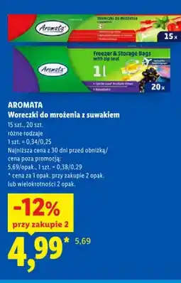 Lidl Woreczki do mrożenia z suwakiem Aromata 3 l 15-pak oferta