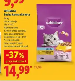 Lidl Sucha karma dla kota Whiskas Sterile z kurczakiem oferta