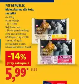 Lidl Mokra karma dla kota w saszetkach Pet Republic kurczak i cielęcina 4-pak oferta