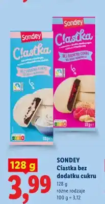 Lidl Ciastka bez dodatku cukru Sondey z kremem śmietankowym oferta