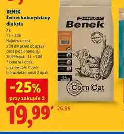 Lidl Żwirek kukurydziany dla kota Benek Corn Cat oferta