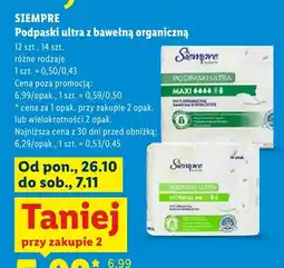 Lidl Podpaski ultra z bawełną organiczną Siempre Maxi oferta