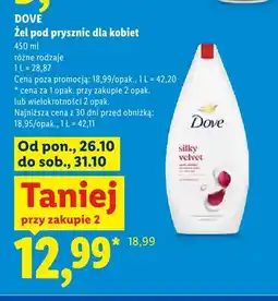 Lidl Żel pod prysznic dla kobiet Dove Silky Velvet oferta