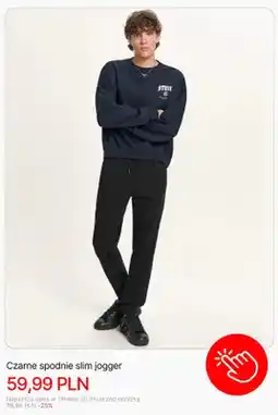 Cropp Czarne spodnie slim jogger Cropp oferta