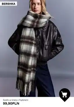 Bershka Szalik w kratę z frędzlami Bershka oferta