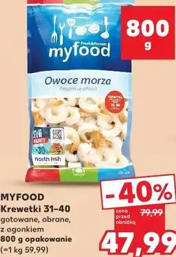 Kaufland Krewetki 31-40 gotowane, obrane, z ogonkiem Myfood oferta