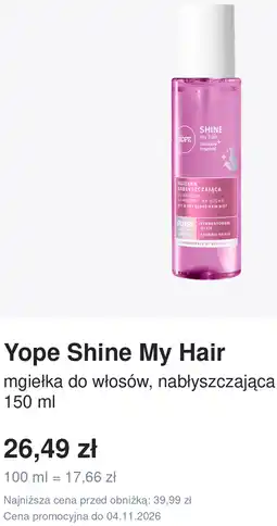 Rossmann Yope Shine My Hair mgiełka do włosów nabłyszczająca oferta