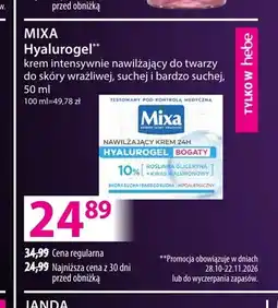 Hebe Krem intensywnie nawilżający do twarzy Hyalurogel Mixa oferta