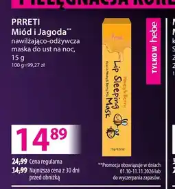 Hebe Nawilżająco-odżywcza maska do ust na noc Miód i Jagoda Prreti oferta
