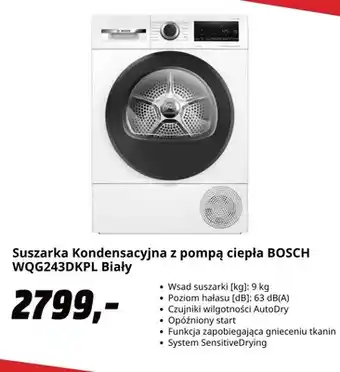 Suszarka kondensacyjna z pompą ciepła Bosch WQG243DKPL biały