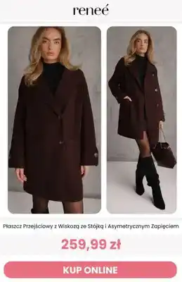 Płaszcz przejściowy z wiskozą ze stójką i asymetrycznym zapięciem Renee
