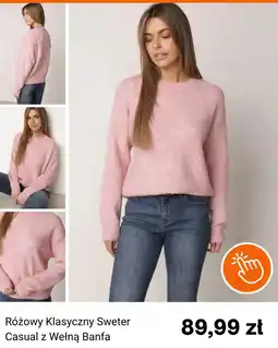 Born2be Różowy Klasyczny Sweter Casual z Wełną Banfa oferta
