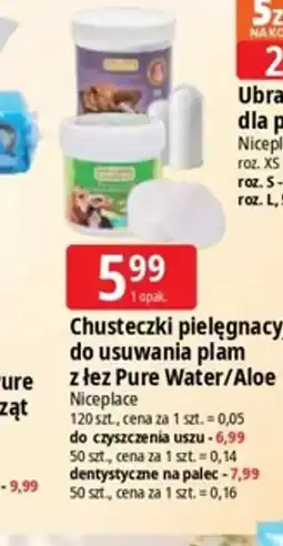 E.Leclerc Chusteczki pielęgnacyjne do usuwania plam z łez Pure Water/Aloe Niceplace oferta