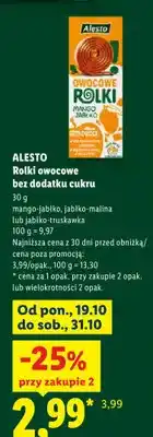 Lidl Rolki owocowe bez dodatku cukru jabłko-malina Alesto oferta