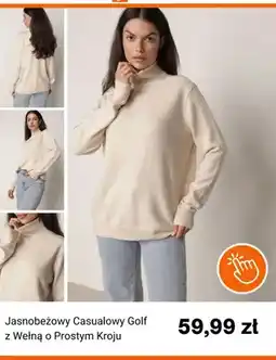 Born2be Jasnobeżowy casualowy golf z wełną o prostym kroju oferta