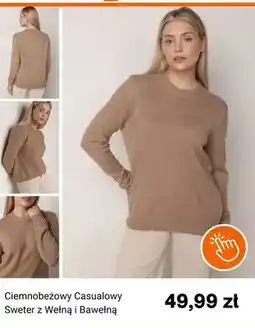 Born2be Ciemnobeżowy casualowy sweter z wełną i bawełną born2be oferta