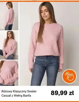 Born2be Różowy klasyczny sweter casual z wełną Banfa oferta