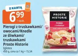 E.Leclerc Pierogi z truskawkami/owocami/Knedle ze śliwkami/truskawkami Proste Historie Iglotex oferta