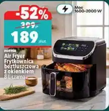 Biedronka Air Fryer Frytkownica beztłuszczowa z okienkiem 8 l HOFFEN oferta