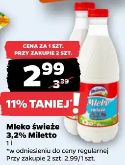 Netto Mleko świeże 3,2% Miletto oferta